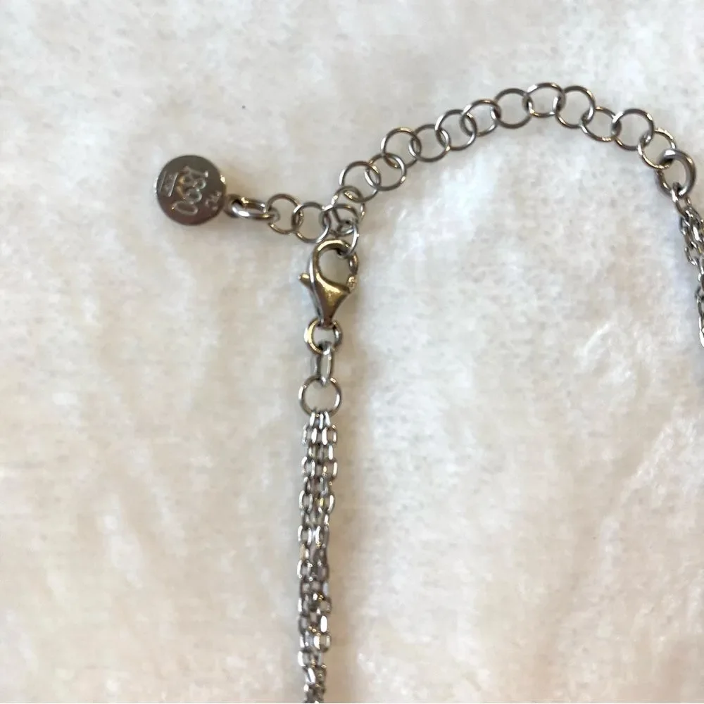 Majorica Sterling Silver Multi Strand Large Simulated Pearl Pendant Necklace